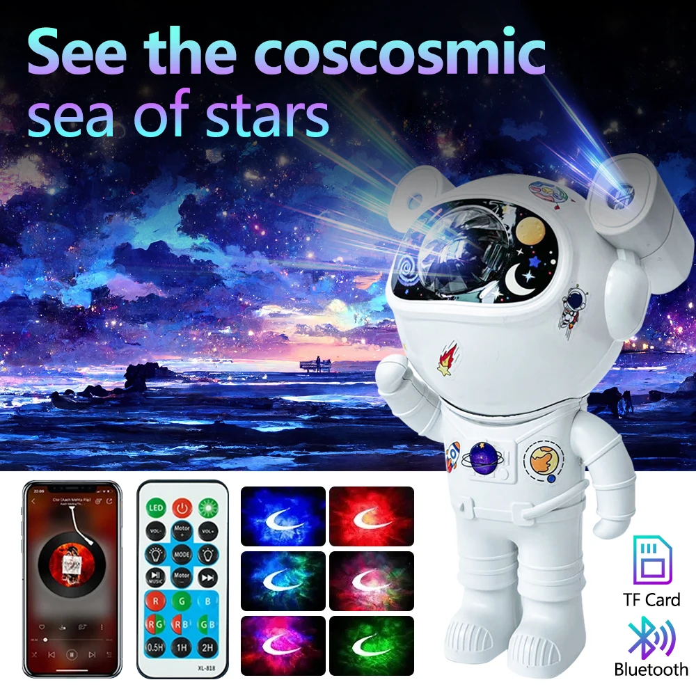Star Projector Galaxy Night Light Astronaut Space Projector Starry Nebula Ceiling LED Lamp for Bedroom Home Decorative kids gift