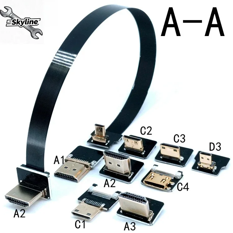FPV external screen dedicated HDMI standard set-top box elbow soft cable Raspberry Pi high definition ultra-thin flat cable