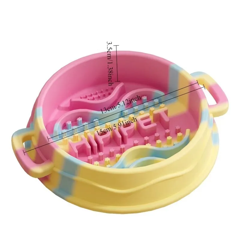 

New Pet Slow Feeder Bowl with Double Handles for Easy Carrying Non-slip Design Suitable for Feeding and Watering Pets