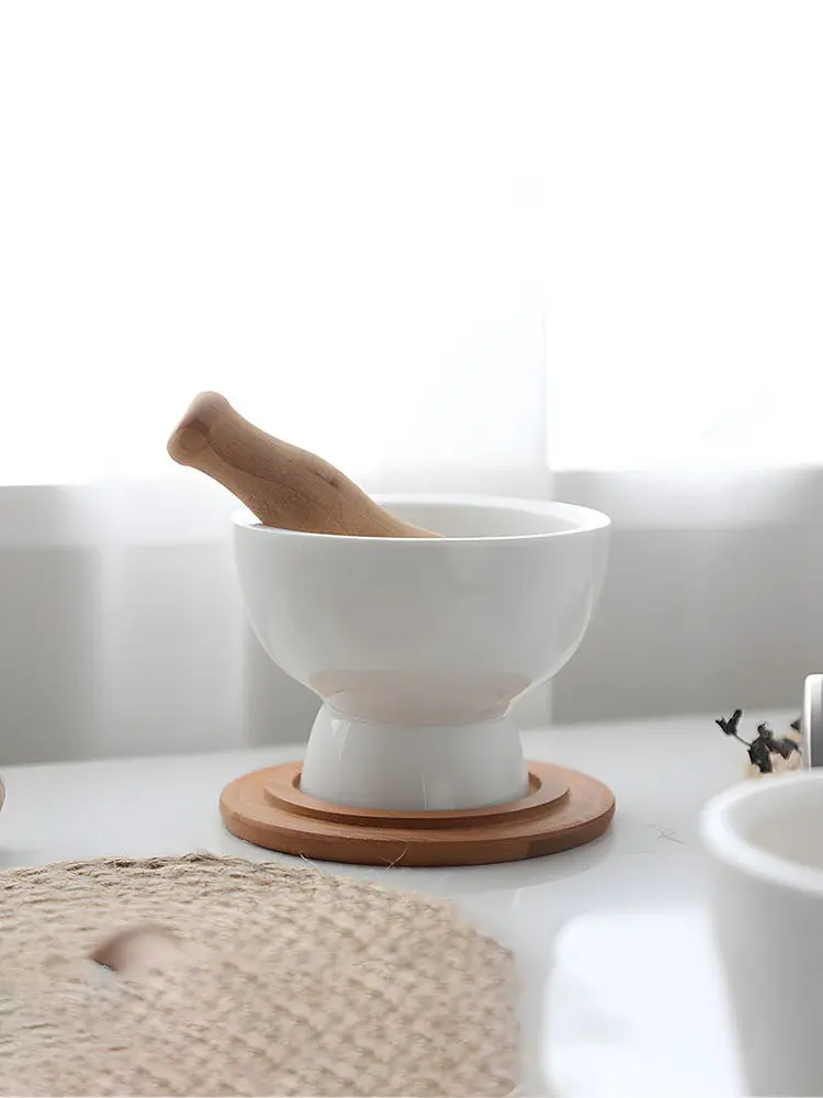 LMM household manual garlic masher high quality ceramic grinding bowl garlic paste spice crushing tool