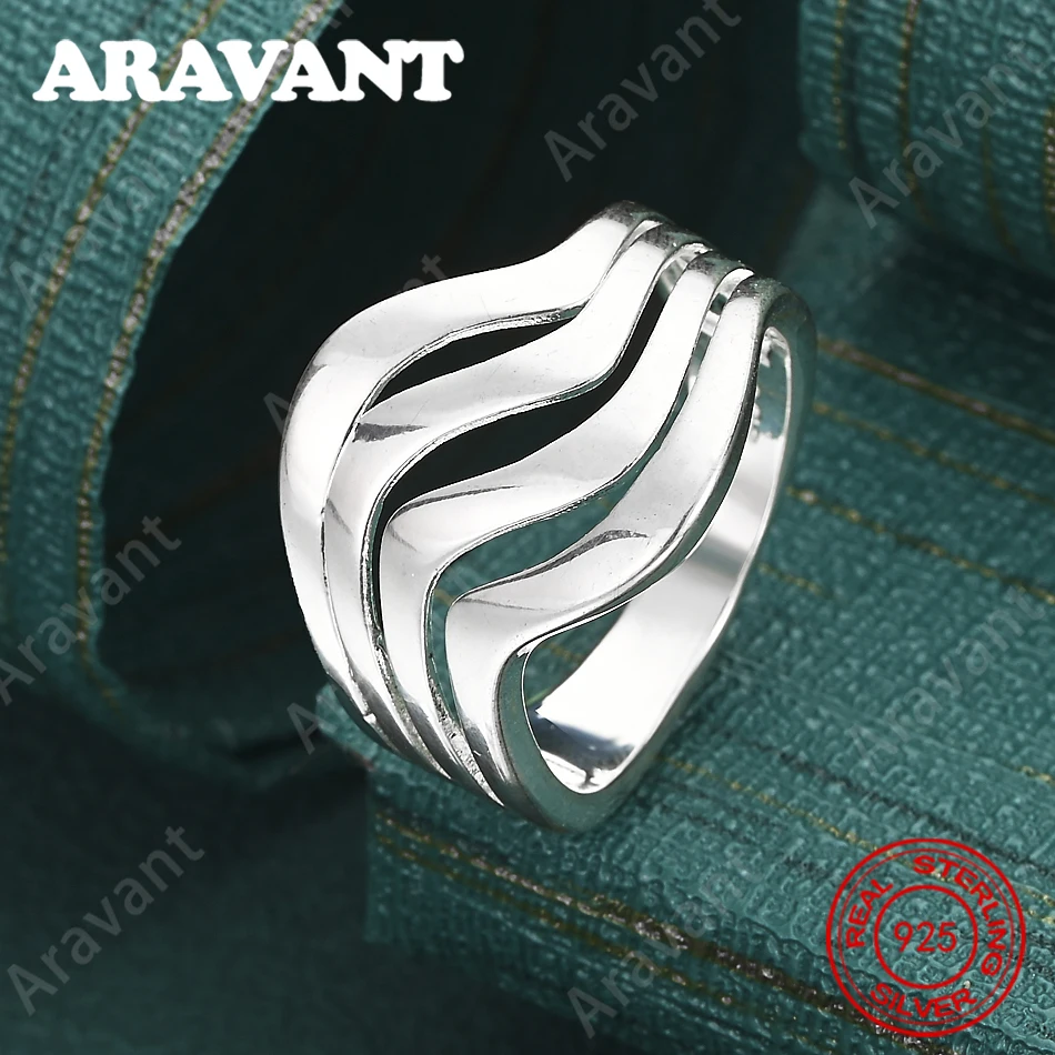 925 Sterling Silver Openwork Wave Ring (6-10#) - Simple And Elegant Everyday Accessory For Women