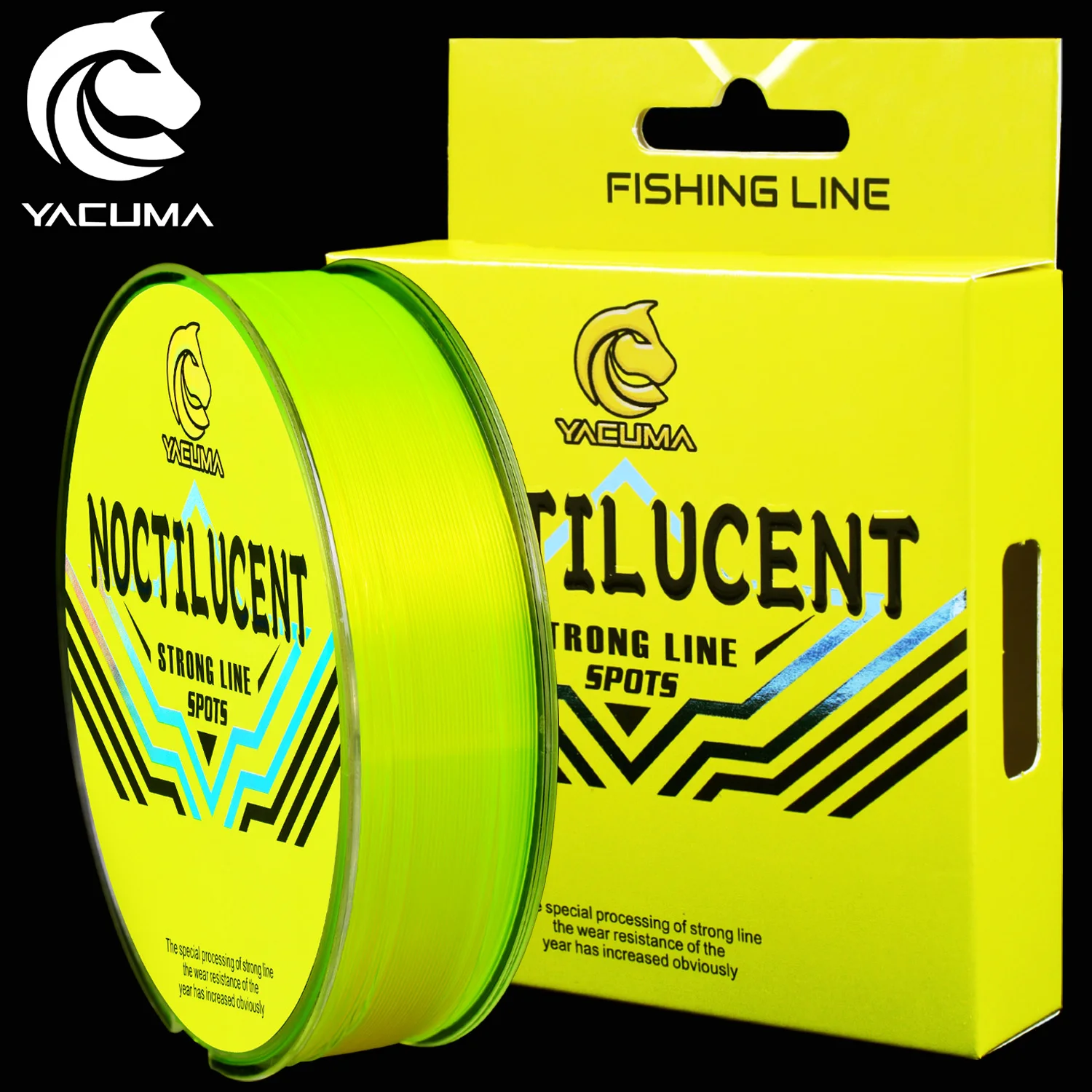 YACUMA 105M/114YDS Fluoreszierend Gelbe Nylon-Monofilament-Angelschnur Nachtleuchtend Hochsichtbar für Verschiedene Angelszenarien