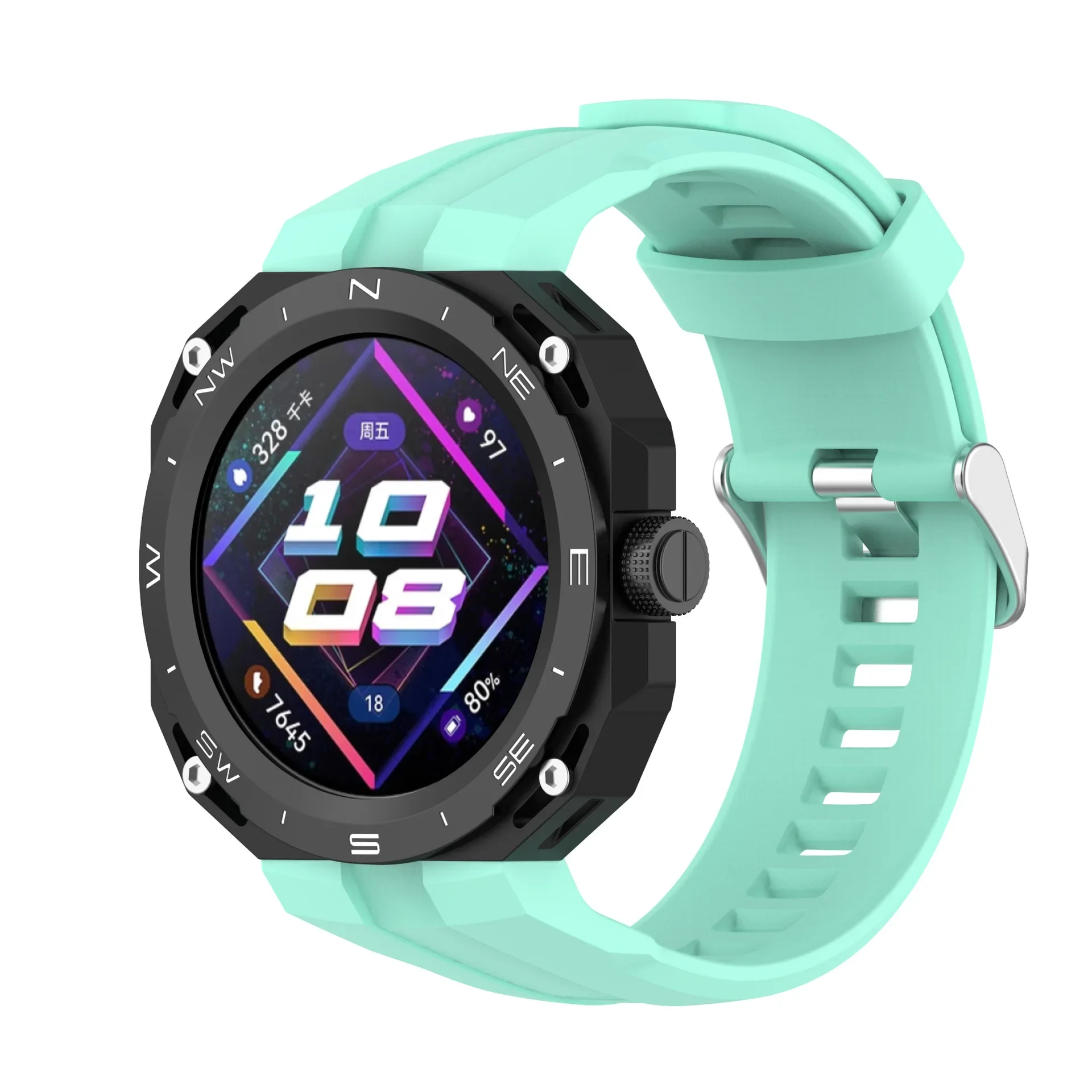 Modification Kit Silicone Compass Pattern Case+Strap for Huawei Watch GT Cyber Watch Bracelet Replacement Accessories Integrated - Image 2