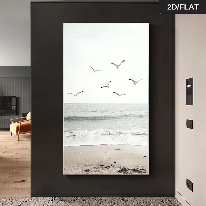 1P Panel Large Modern Abstract Seagulls Flying Over Beach Wall Art - 27.56