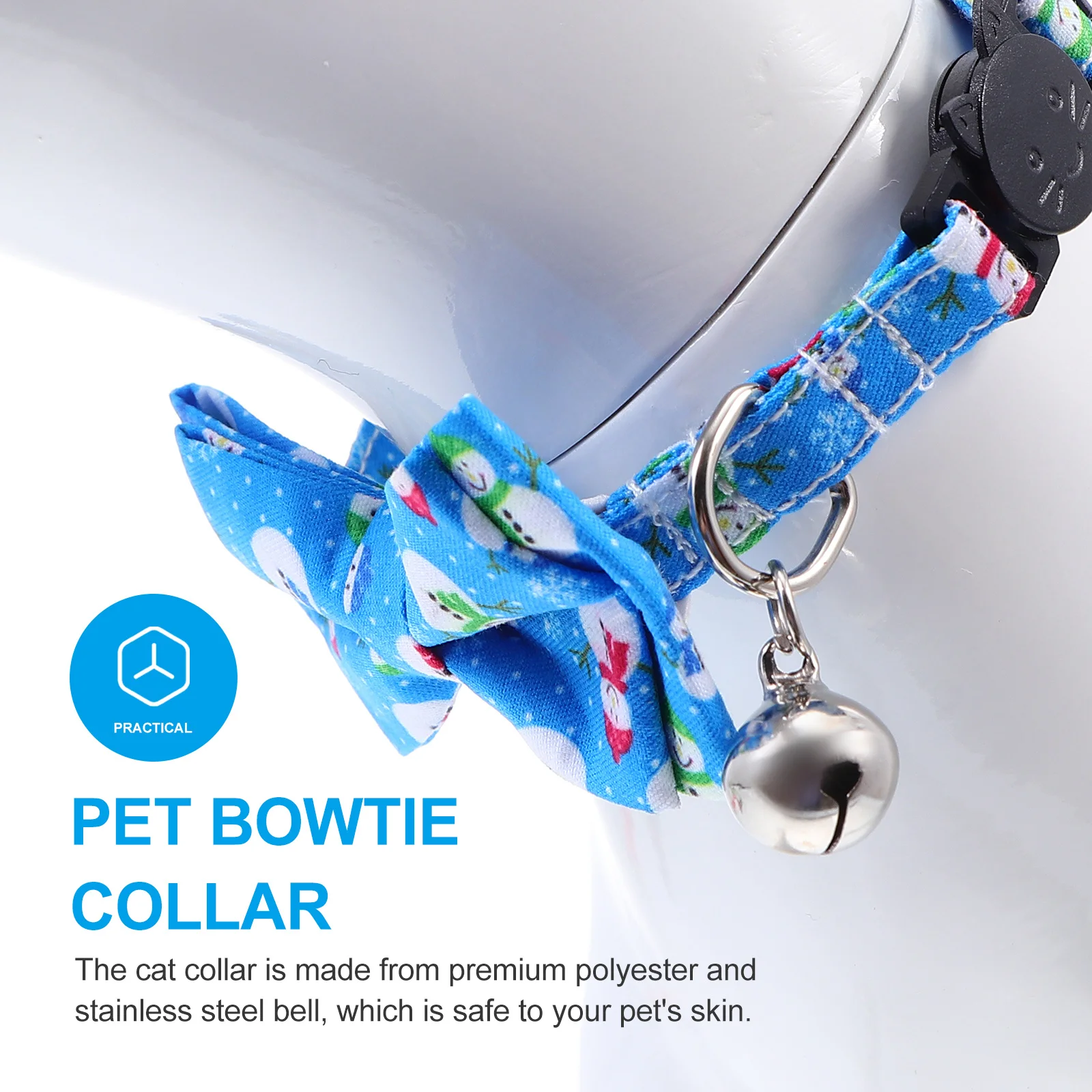 

Pet Bowknot Adjustable Cat Neck Collar Christmas Snowman Pattern Kitten Collar For Party Holiday Decoration Pet Supplies