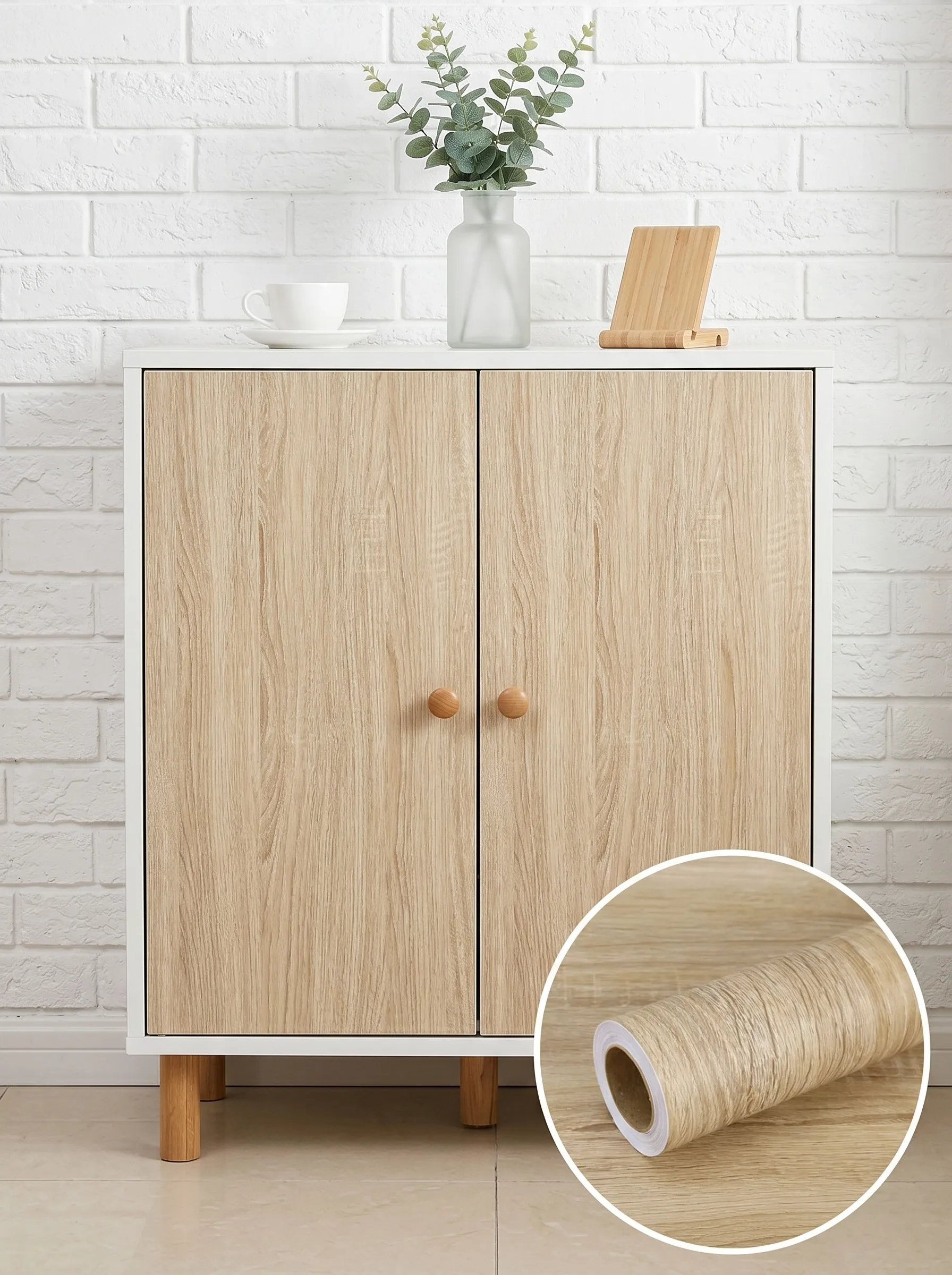 55cm Vinyl Waterproof Wood Grain 3D Stickers for Wardrobe Cupboard Table Closet Furniture PVC Self Adhesive Wallpaper Home Decor