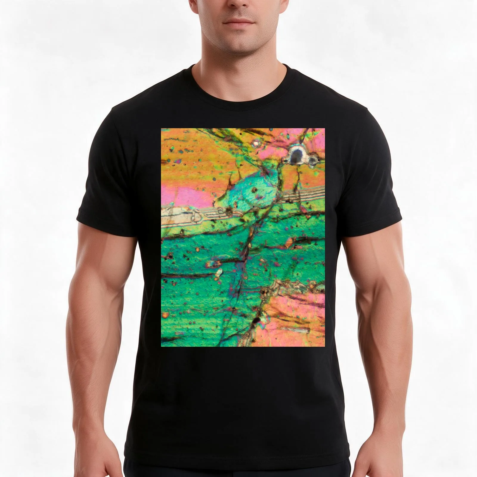 Vesuvius volcano Pyroxene rock thin section microscope photograph - geology gift T-Shirt Summer Casual Cotton Tee 100% Cotton