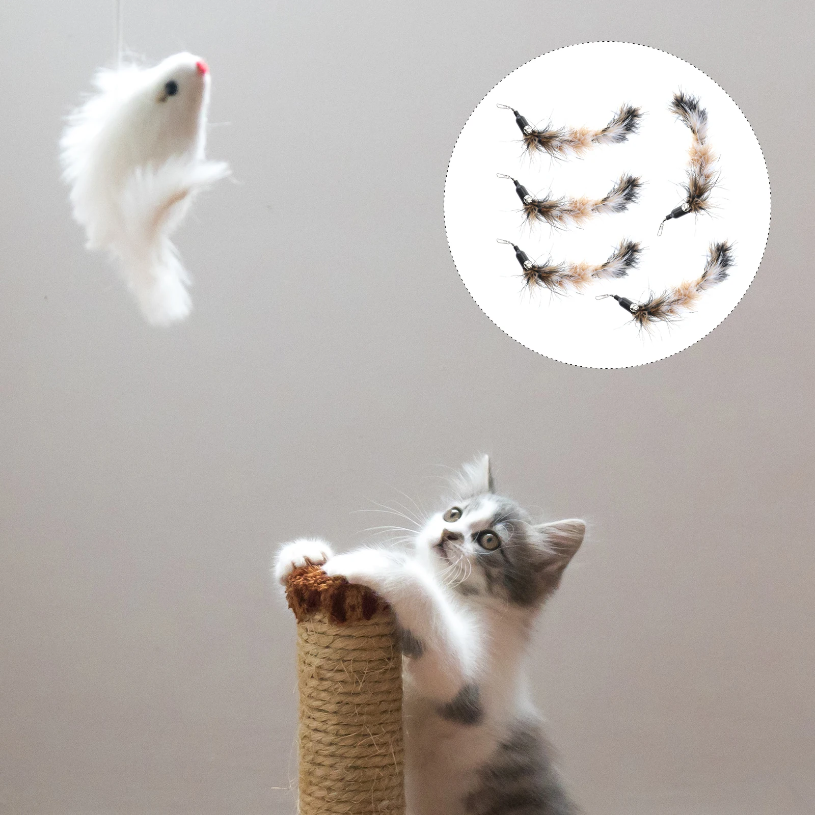 

5 Pcs Replacement Heads Cat Teaser Wand Refills Toys Eco Friendly Material Pet Companionship Interactive Play Kitten