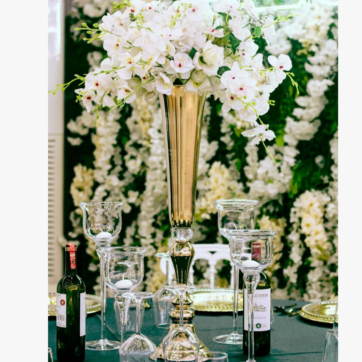 10pcs )Tall 60cm/100cm)Wedding Supplies Gold Metal Crystal Flower Stand Wedding Table Decoration Centerpiece Acrylic Flower vase