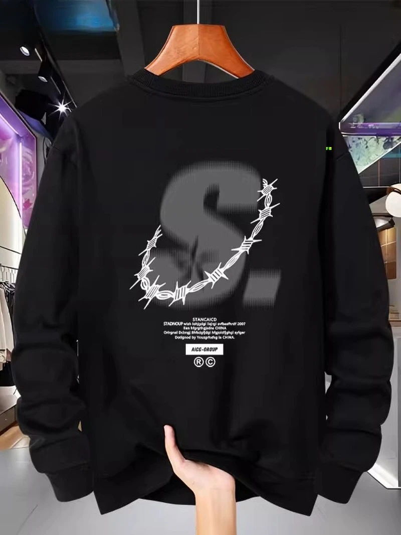 

2025 Autumn Winter Round-neck Hoodie The Letter "s" Printed with High Quality High-end Luxury Is for Both Men and Women Top Y2k