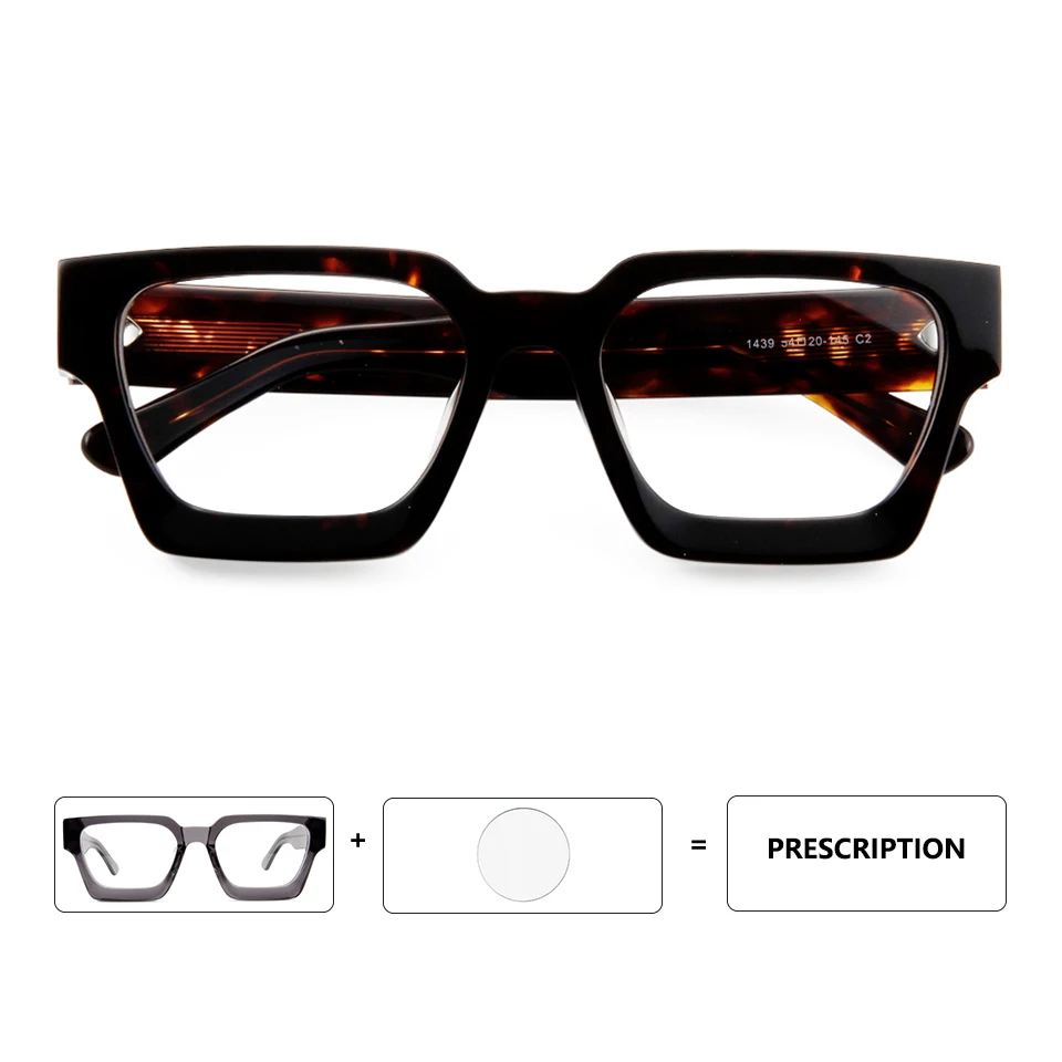 

High-End Thick Acetate Frame Glasses Men Large Big Square Prescription Optical Glasses Frame Women Punk Lunette De Vue Homme