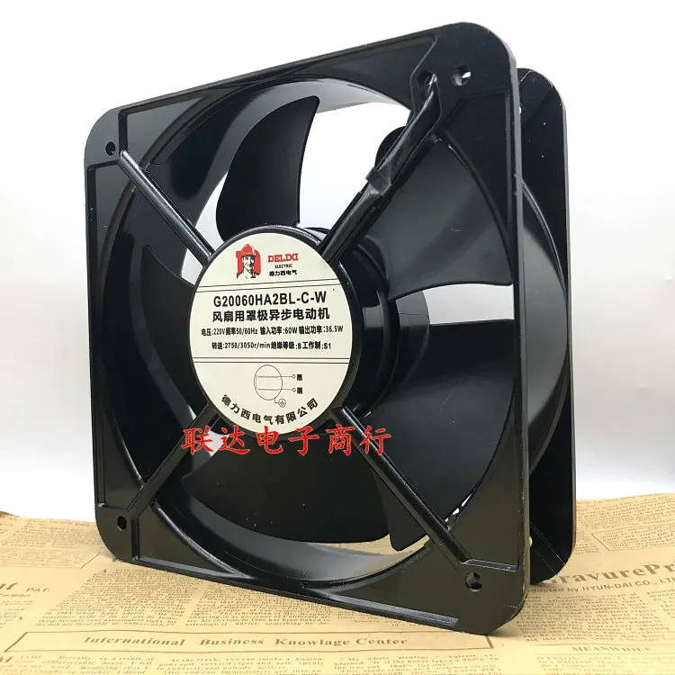New Delixi Axial Fan 200x200x60mm 220V Ball Bearing Cooling Fan for G20060HA2BL-C-W