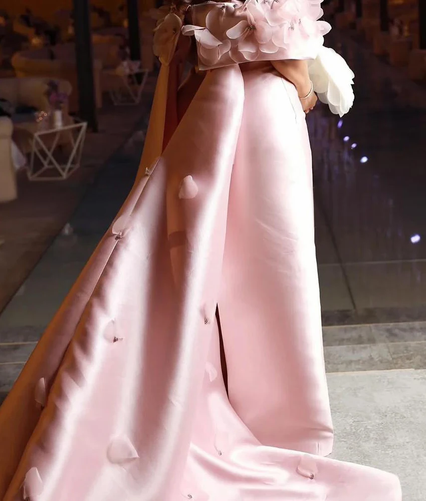 Vestido de noche de cristal con flores y hombros descubiertos, elegante, personalizado, de satén, largo hasta el suelo, vestidos de fiesta