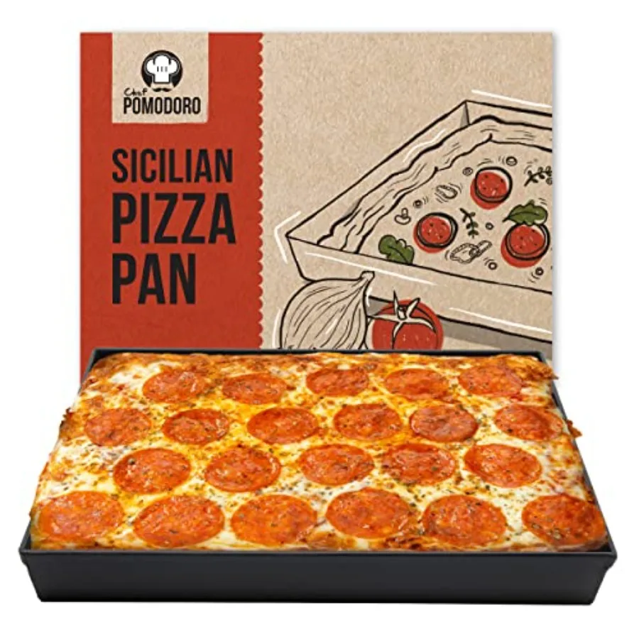

Сицилийская квадратная форма для пиццы Deep Dish, 13.2 x 13.2 x 1.5 дюйма, антипригарная, алюминиевая, для фокаччи, для выпечки теста, предварительно пропитанная, для кухни