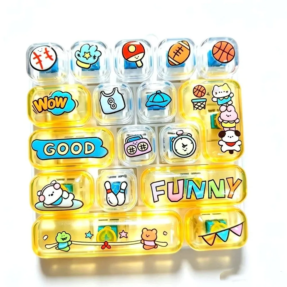 17-Key Decompression Button Cute Design Simulation Keyboard Mini Keyboard Pendant Transparent Dual-Tone Keyboard Keychain