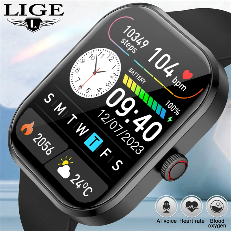 Reloj inteligente LIGE 2025 para hombre, pantalla completamente táctil, llamada Bluetooth, relojes impermeables, rastreador deportivo de Fitness, Reloj inteligente para Mujer