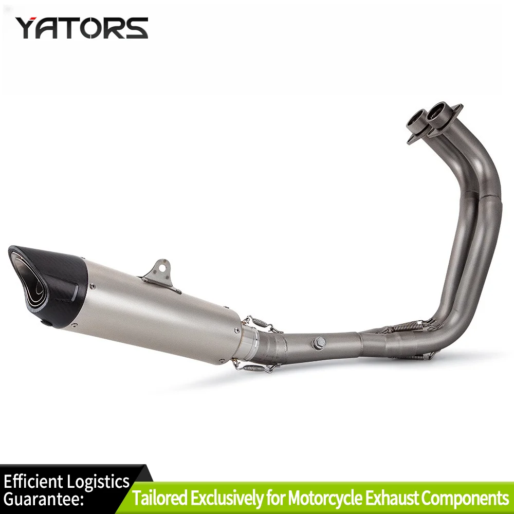 Motorcycle Full Exhaust System, Titanium Header Pipe & Shark-Style Carbon Fiber Rear Muffler for Yamaha MT-07 (2014-2024)