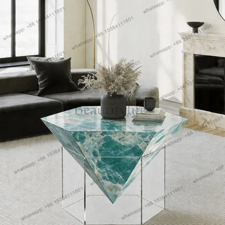 Italian light luxury acrylic hexagonal rock slab coffee table creative suspension table