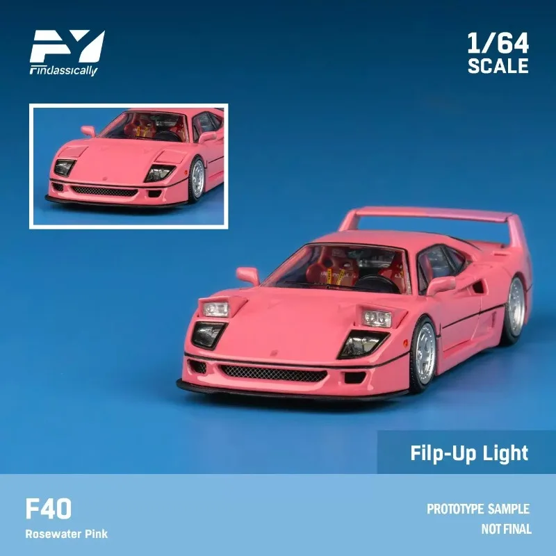 Findclassically Ferrari F40 Pink 1:64 Scale Diecast Alloy Car Model Super Highly Realistic Collectible Decoration Perfect Gift