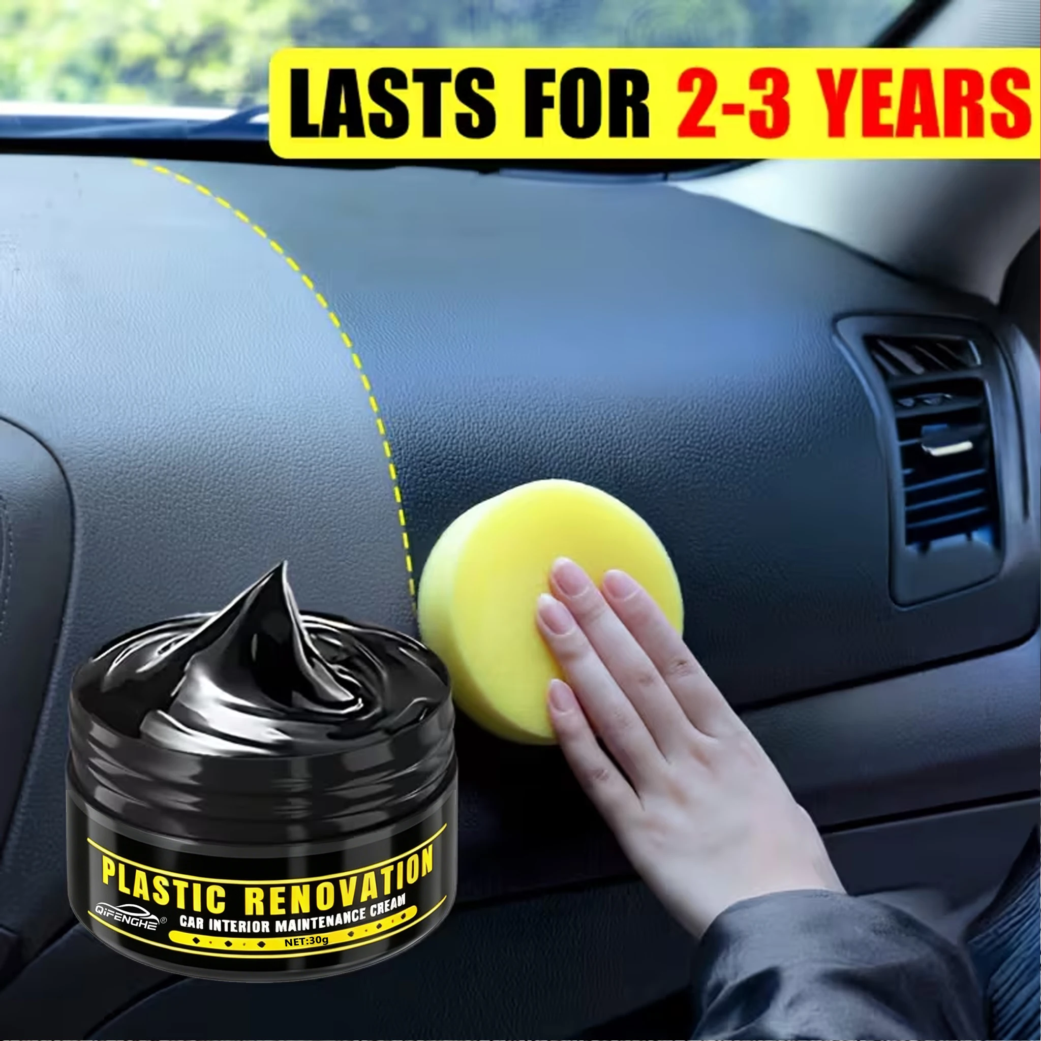Car Plastic Part Restorer, Black Interior Trim Polishing Wax, Aging Prevention Refurbishment Agent, Repair Plastic Scratches, Ti
