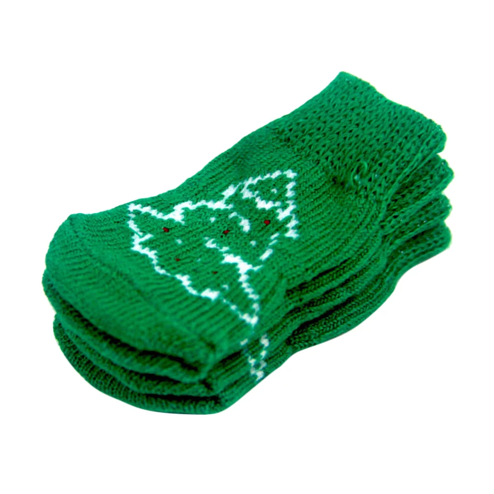 

4pcs Pet Socks Warm Winter Accessories Soft Cotton Material Comfortable Small Pets Dog Socks Protective Christmas Style