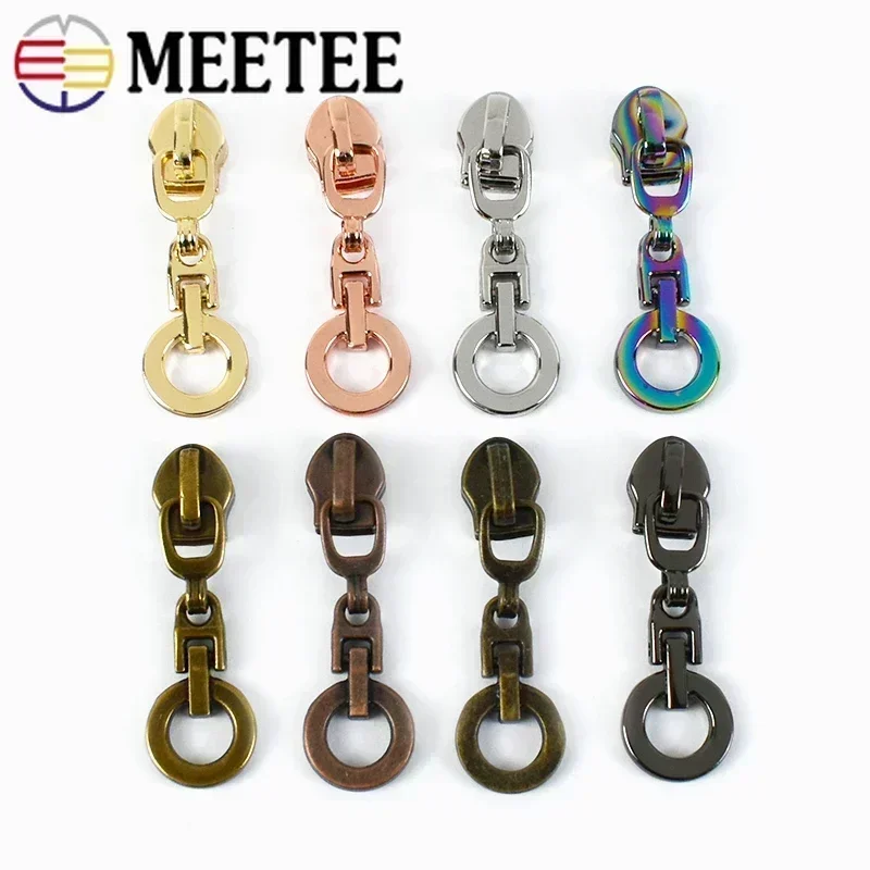 10/30 unidades Meetee 5 # Saco deslizante de zíper de nylon, decoração de bolsa, extrator de zíper, anel o, kits de reparo de cabeça de zíper,