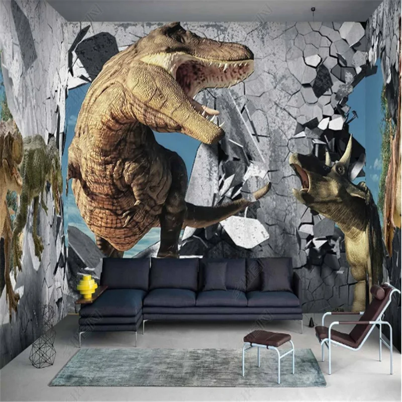 Modern Bedroom Wallpapers Minimalist 3D Mural wallpaper for kids room Dinosaur Children's room Background Wall Paper Home Decor