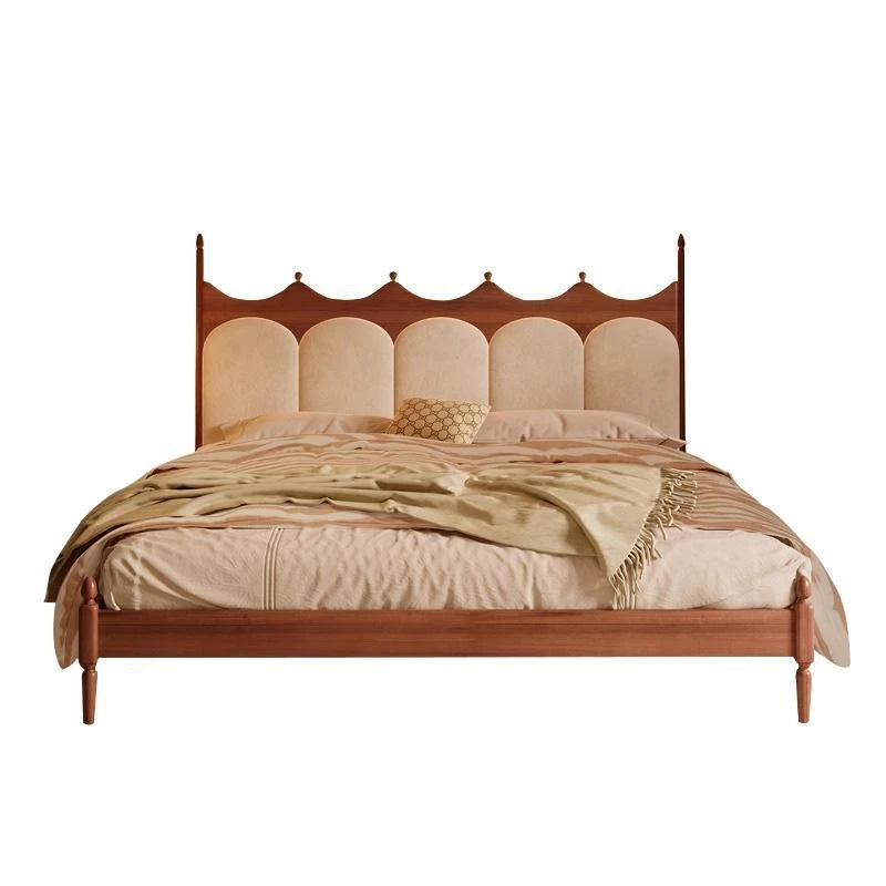 French retro solid wood bed master bedroom 1 batch 8 meters double bed American cream medium antique style