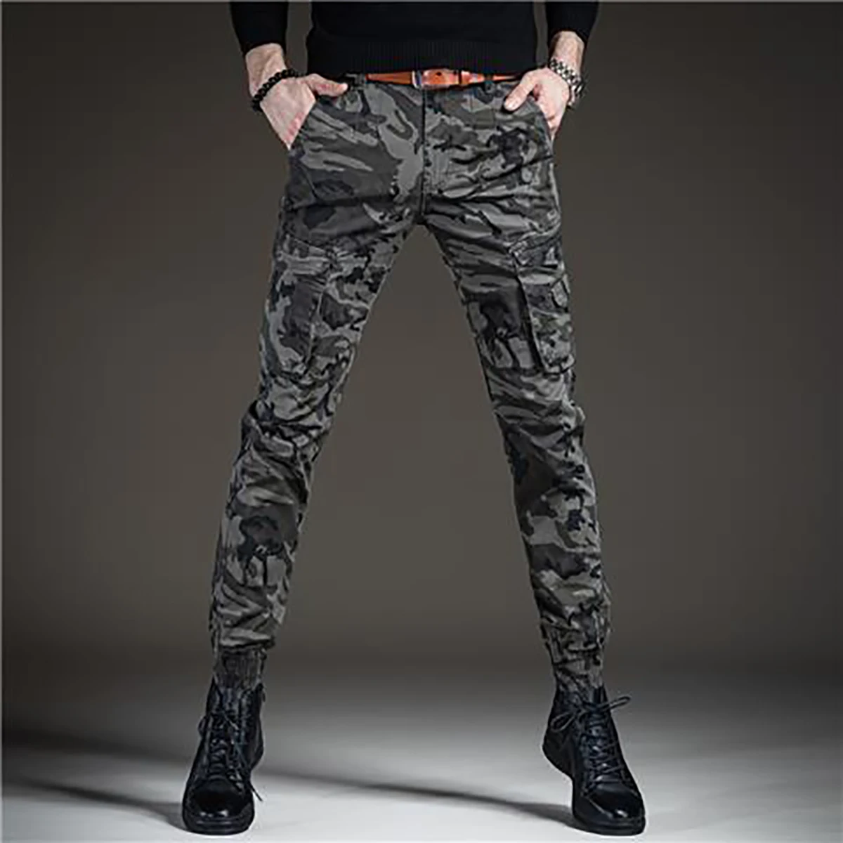 

New arrive men’s light luxury cargo pants,outdoors sports tactical pants,trendy style harem pants,slim-fit casual jeans pants;