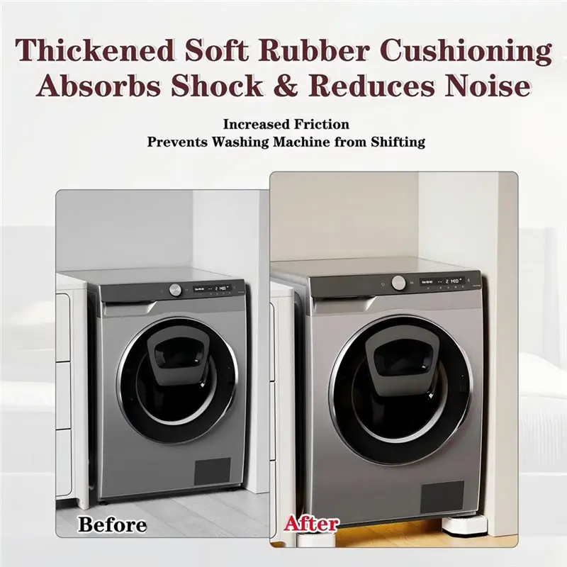 ABLN-Anti Vibration Pads Non-Slip Rubber Feet Washer And Dryer Pedestals Laundry Appliances White