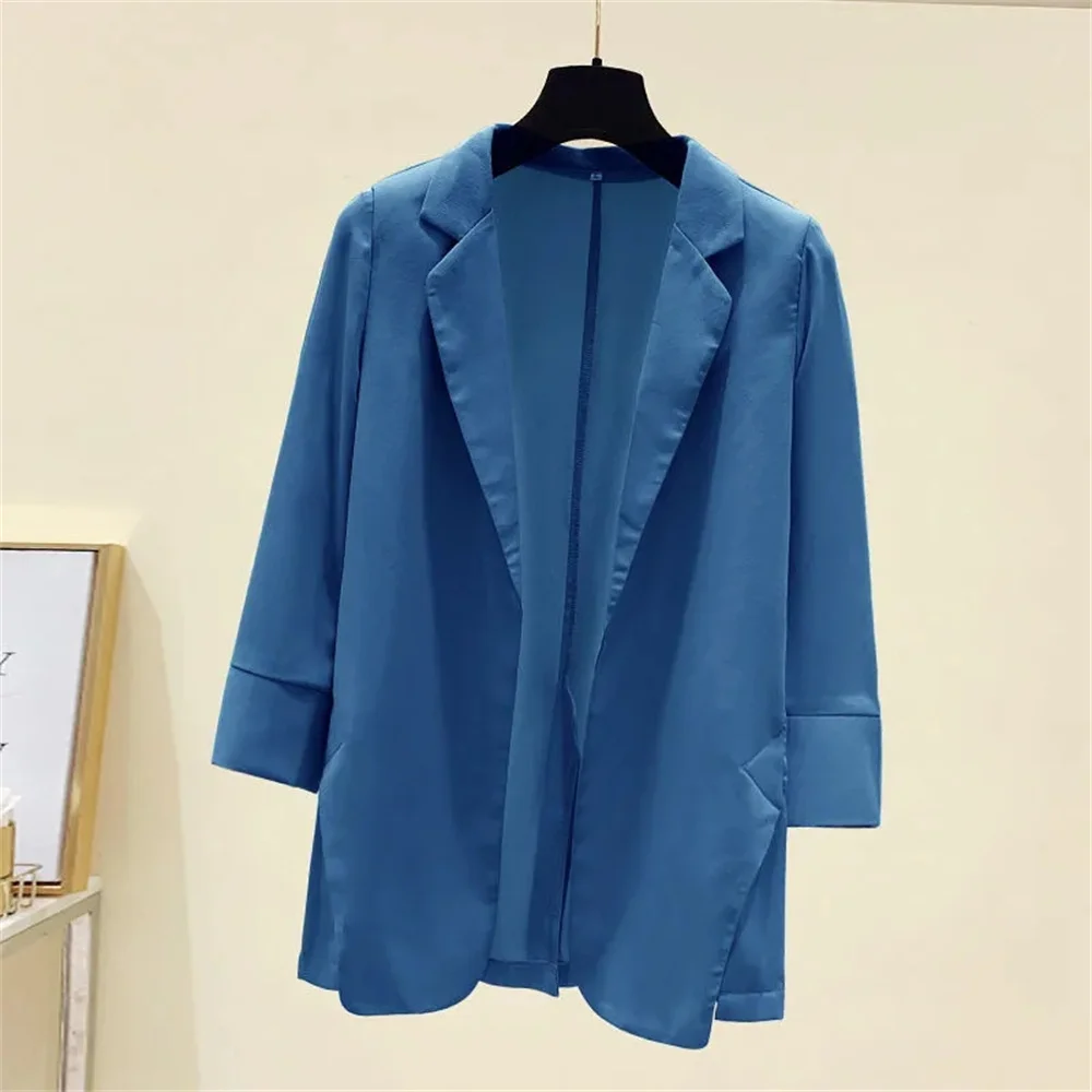 Chiffon Small Suit Jacket Female Spring and Summer Thin Long Sunscreen Clothing Career Joker new White Suit Jacket Outerwears