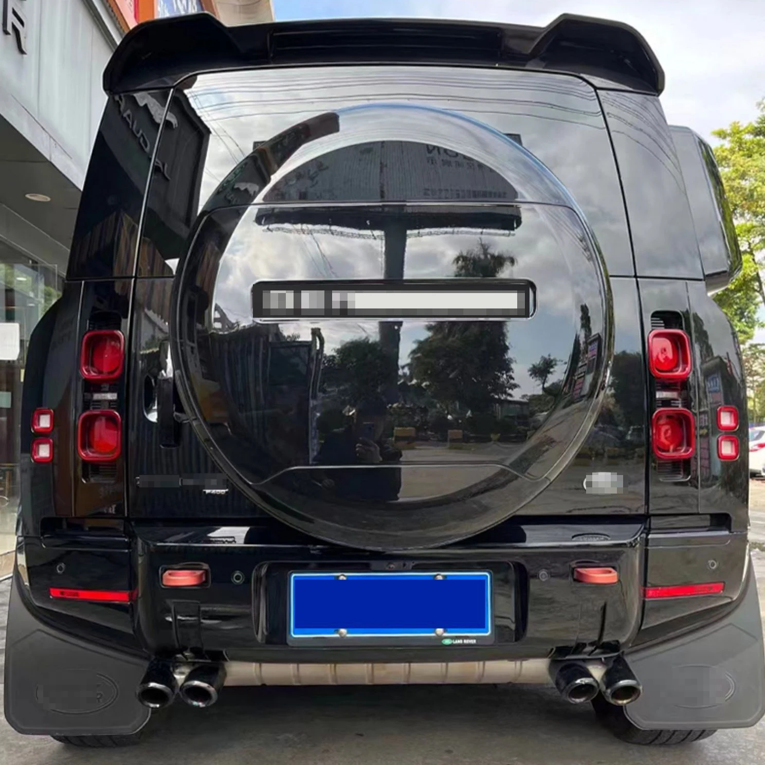 Santorini Black ABS Spare Tire Cover fits for LR Defender 110 90 130 2020-2024 Spare Tyre Wheel Cover Protector Glossy Black