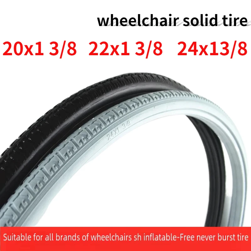 1pc Wheelchair Accessories Tire 20 22 24 Inch Outer Solid 20/22/24x1 3/8 Non-pneumatic Rear Wheel