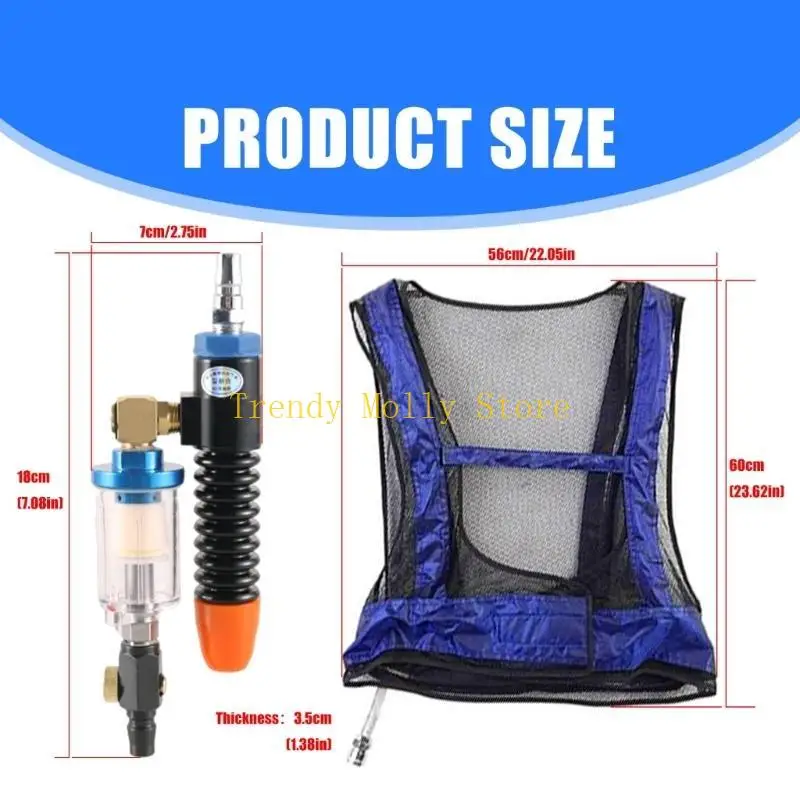 N5KB مكيف تبريد الهواء صدرية تنفس سترة تبريد لعامل البناء لحام الرياضة في الهواء الطلق سترة تبريد