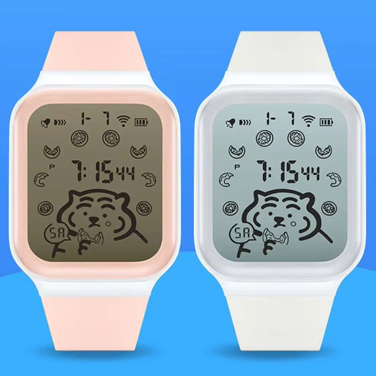 Relógio de estudante LED luminoso à prova d'água relógio eletrônico moda esportes relógio cabeça de tigre unissex