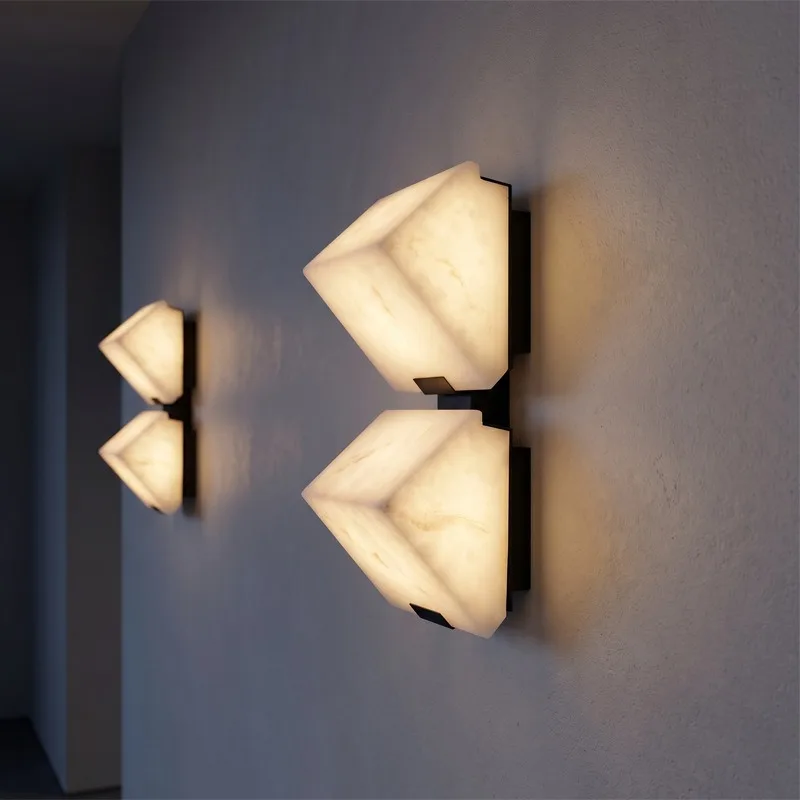 Model room wall lamp, imitation marble beauty salon channel entrance corridor high-end background wall designer special