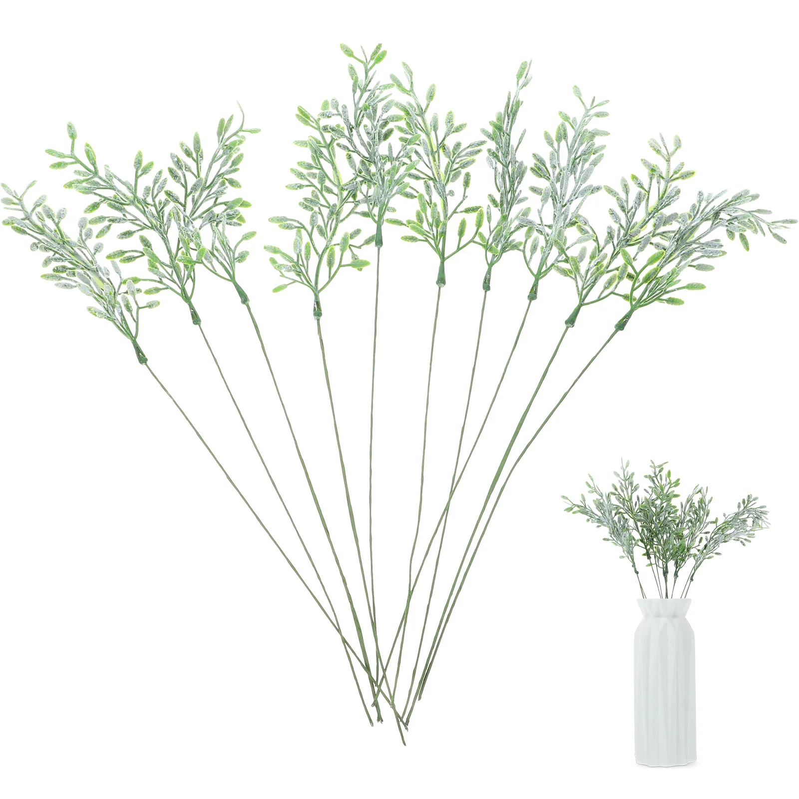 

10Pcs Artificial Green Plant Stems Faux Greenery Picks for Home Gathering Wedding Decoration Simulated Plant Ornaments