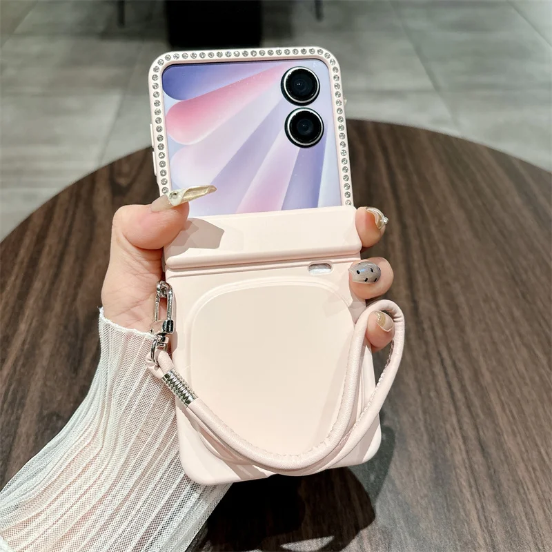 

Honor Magic V Flip 2 Phone Case Electroplated With Lanyard Makeup Mirror Front Glass Film Hinge Full Protection Shockproof Cover