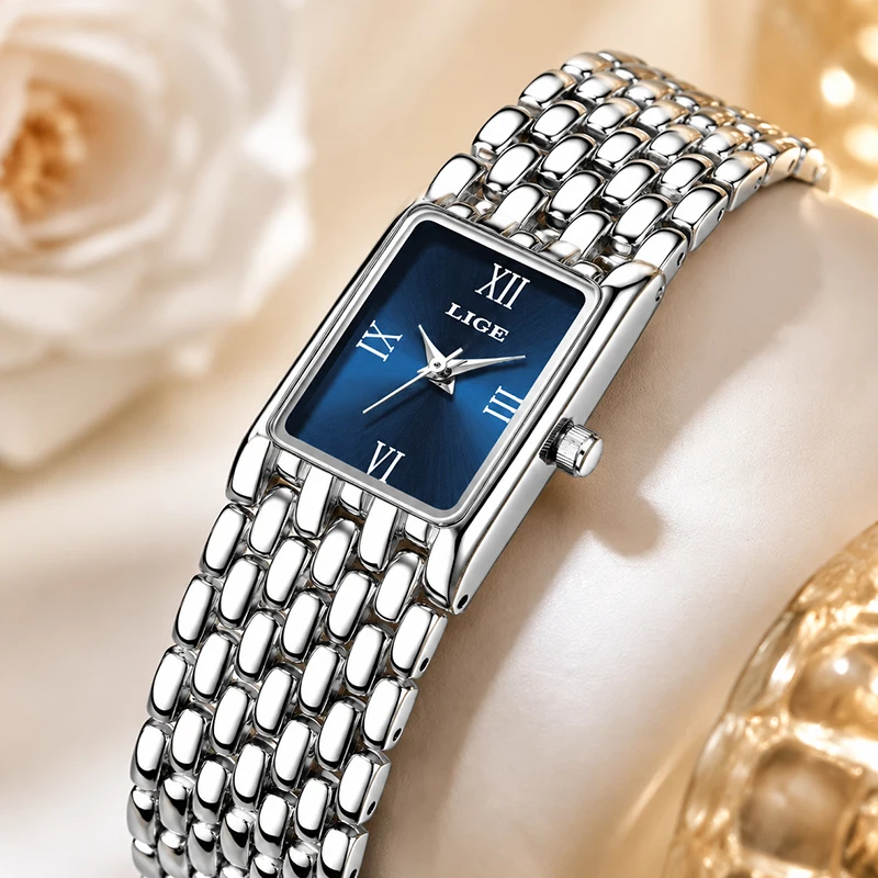 2026 New Women's Watch LIGE Elegant Fashion Square Waterproof Watches For Women Casual Sports Quartz Wristwatch Relogio Feminino