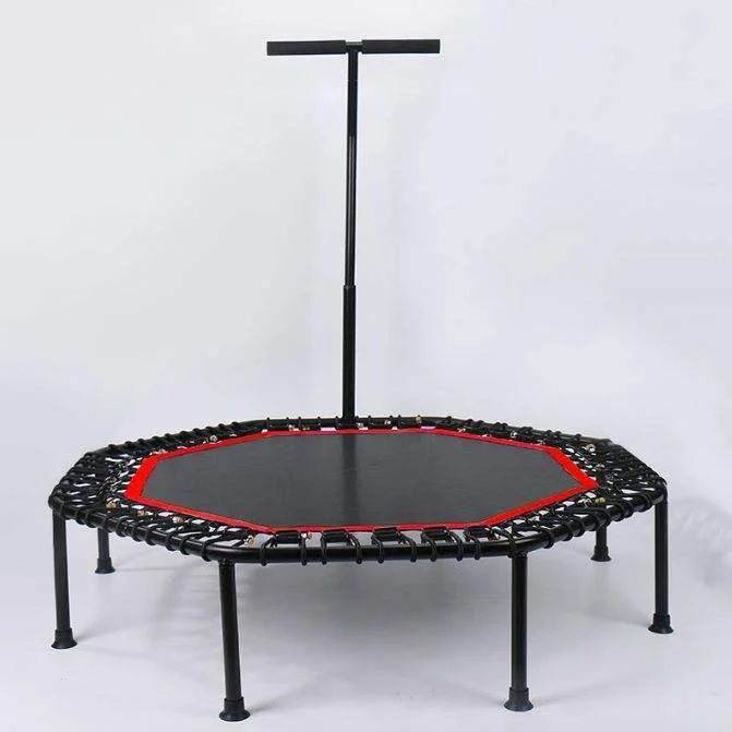 2026 Indoor Fitness Hexagonal Trampoline Hot Selling Kids and Adult Folding Trampoline with Handle Barpromote sales