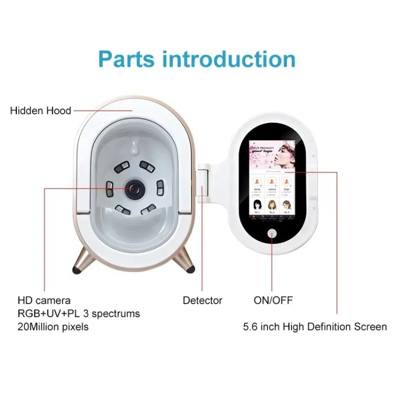 YYTINNueva máquina analizadora 3D con escáner facial 3D preciso para pruebas de arrugas y humedad de poros