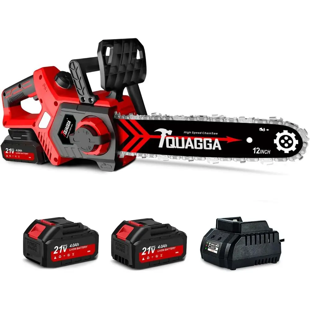 

21V Cordless Power Chain Saw – 12 Inch Powerful Brushless Chainsaw for Wood Cutting, Tree Trimming & More! (Battery & Charger In