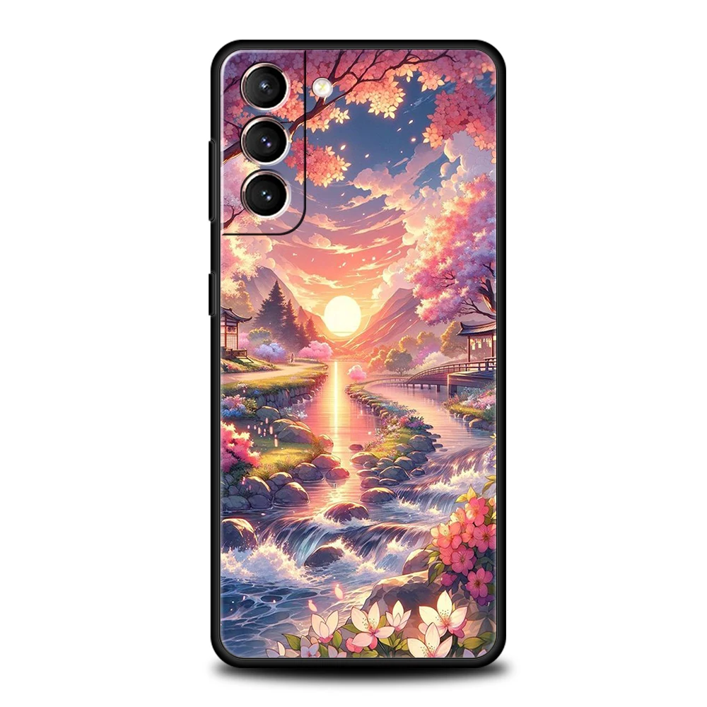 Roze Lente Kersenbloesems Telefoonhoesje Voor Samsung Galaxy S24 S23 S22 S20 S21 Fe Ultra S10 S10e S9 S8 Plus 5G Siliconen Hoes
