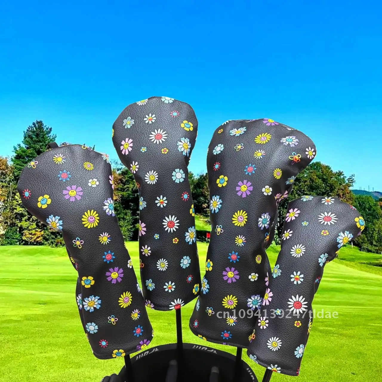 

Sunflower Golf Club Cap Set Summer Accessory PU Wooden Club Cover Golf Supplies