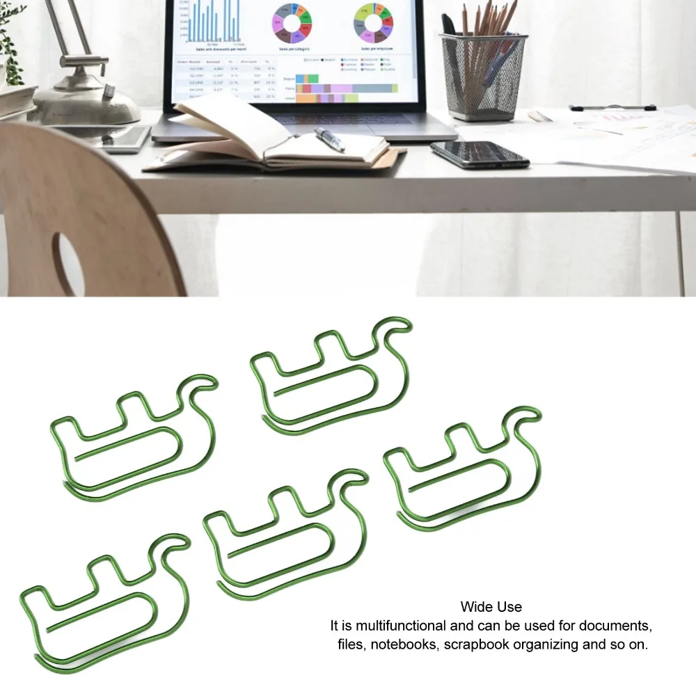 100PCS Elephant Shaped Paper Clip Purple / Green / Silver with Storage Box Animal Shaped Paper Clip Decorative Compact