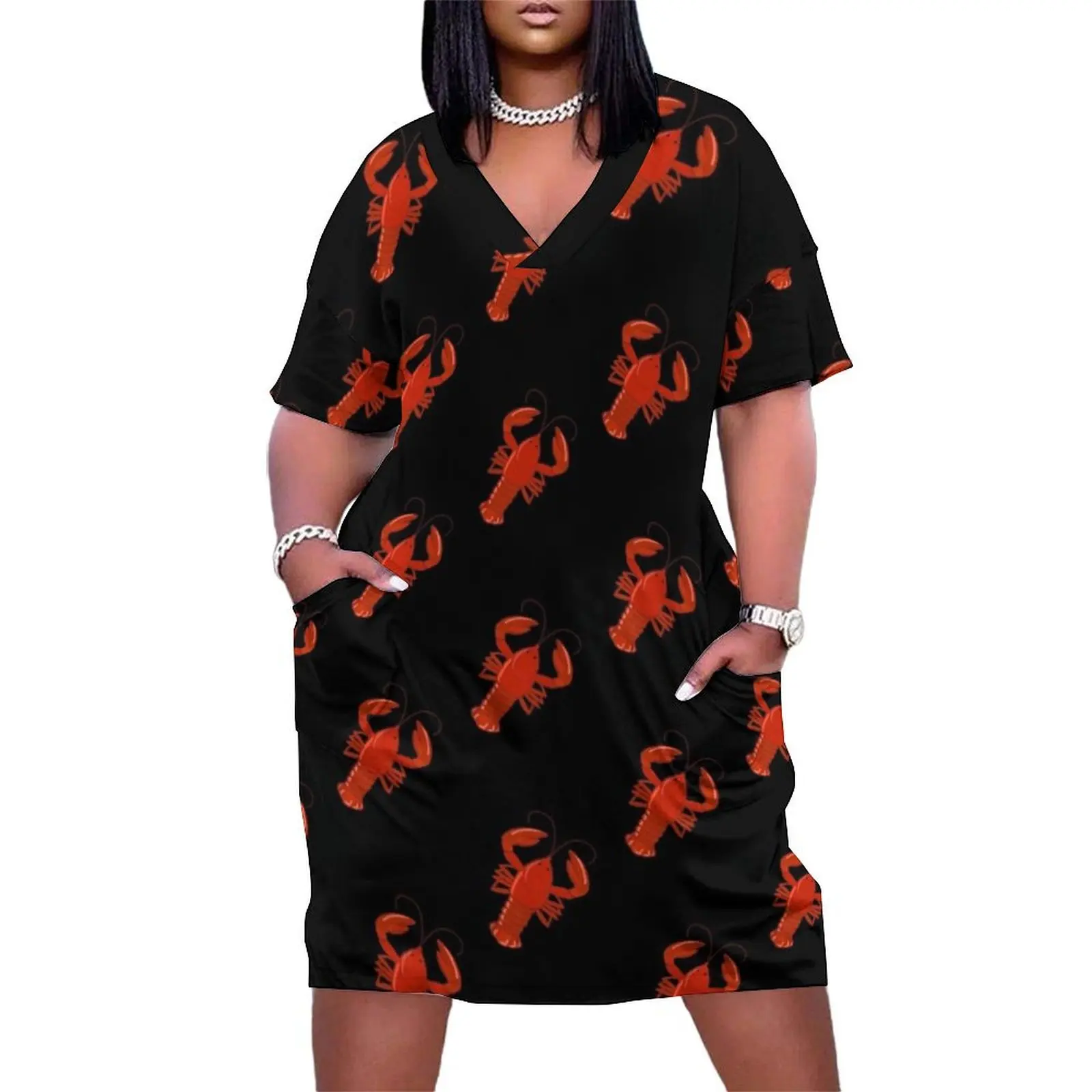 

Louisiana Crawfish Loose Pocket Dress evening dress women Cocktail of dresses women dresses