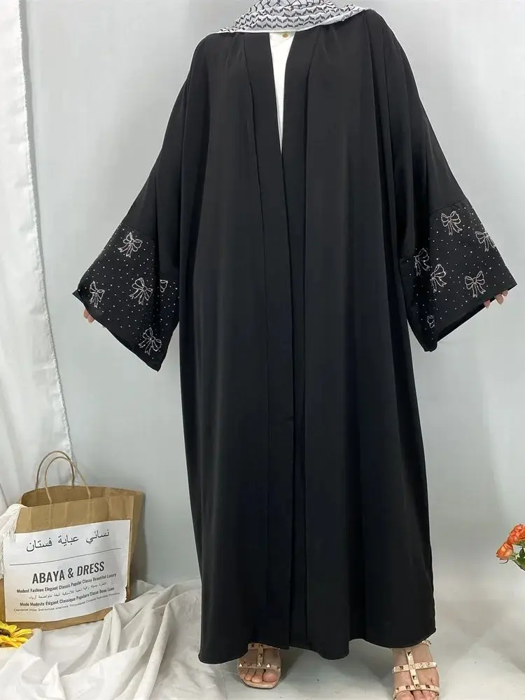 عباية مفتوحة 2025 دامن دبي كيبيا كيمونو إسلامي متواضع ملابس نسائية قفطان إسلامي رداء طويل قفطان مغربي نسائي Musulman