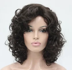 6Color New Fashion short Black & Dark Brown & Blonde Curly Women' Cosplay Full wig For Women’s Christmas Halloween Costume Wigs