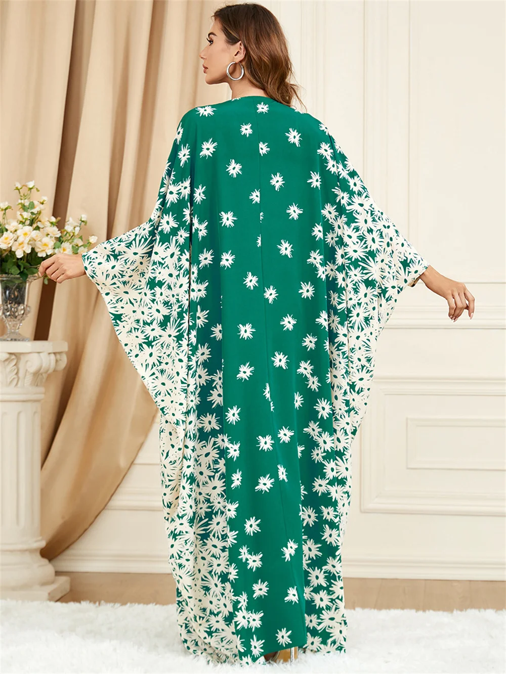2024 New Modes Maxi Batwing jalabiya Dubai Luxury Muslim Eid Dress Abayas For Women Arabe Robe Caftan Marocain Femme Musulmane