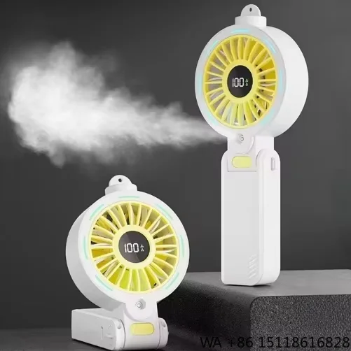 3600mAh High Speed Foldable Handheld Misting Fan USB Rechargeable Portable Mini Fan with Colorful Lights for Outdoor Travel